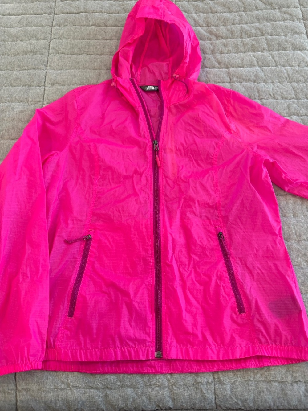 The North Face Women's Lightweight Hooded Jacket Rain Hot Pink Vibrant Large